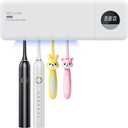 Hulmay Toothbrush Holder, UV Toothbrush Sanitizer and Holder with 4 Slots, Timer Function Toothbrush Organizer, Cordless toothbrush holders wall mounted, Toothbrush Holders for Bathrooms -White