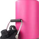 Kerilyn Insulated Gallon Jug with Handle, One Gallon, 128oz Stainless Steel, Large Double Vacuum Water Bottle for Hot & Cold Drinks, Wide Mouth, Sweat Proof, Great for Travel, Camping, Pink