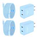iPhone 17 16 15 Charger Fast Charging, 45W Dual USB C Phone Charger Block with 10FT Long Type C Cable Cord for Apple iPhone 17/Pro/Pro Max/17 Air/16 Pro/16 Pro Max/15 Plus/15 Pro/iPad/S26 Ultra(Blue)