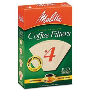 Melitta #4 Cone Coffee Filters, Unbleached Natural Brown, 100 Total Filters Count - Packaging May Vary