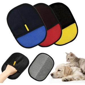 2Pcs Pet Hair Remover Gloves Brush for Dogs & Cats,Electrostatic Reusable Pet Hair Remover Tool for Furniture, Clothing, Carpet and Car Seat, Effective Animal Fur Removal Tool (red)