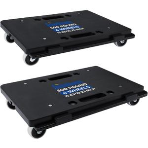Furniture Dolly, 2 Pack Moving Dolly Connectable, 15.63 x 10.23 inch, 500 Lbs Capacity, Furniture Movers 4 Wheels Heavy Duty, Small Flat Dolly Cart, Portable and Light Dollies (Black)