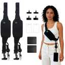 Febcraft Anti-Theft Phone Strap Crossbody, 4-in-1 Adjustable Cell Phone Lanyard with RFID purse, Clip And Go Strap For Phone With Wallet Crossbody (Black)