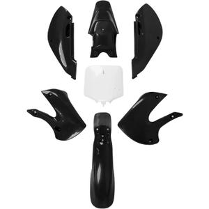 Aramox Motorcycle Fairing Kit, Motorcycle Mudguard Fuel Cover Kit, Fit for KLX110 KX65 DRZ110 RM65, Plastic Fairing Body Work Kit for Motorcycles (Black)