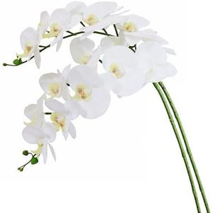 Htmeing 38 Inch Artificial Phalaenopsis Flowers Branches Real Touch (Not Silk) Orchids Flowers for Home Office Wedding Decoration,Pack of 2 (White)