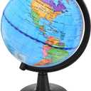 KISEER Rotating World Globe 4 Inch Spinning Earth Globe with Stand for Kids Learning Geography Classroom Education or Office Home Decorations