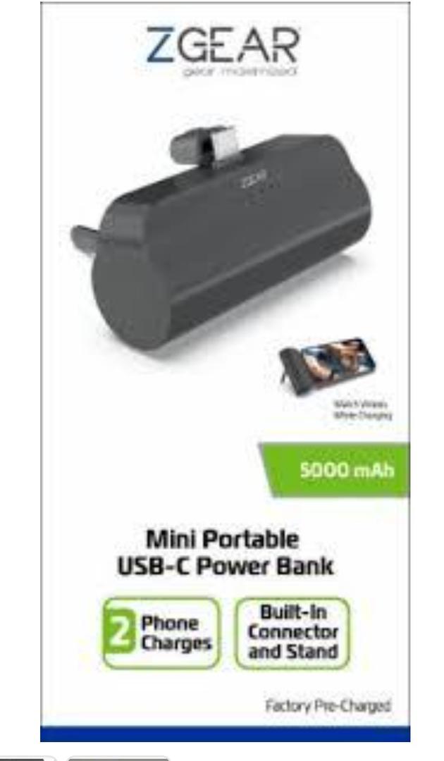 Mini Portable USB-C Power Bank 2 Phone Charges 5000 mAh