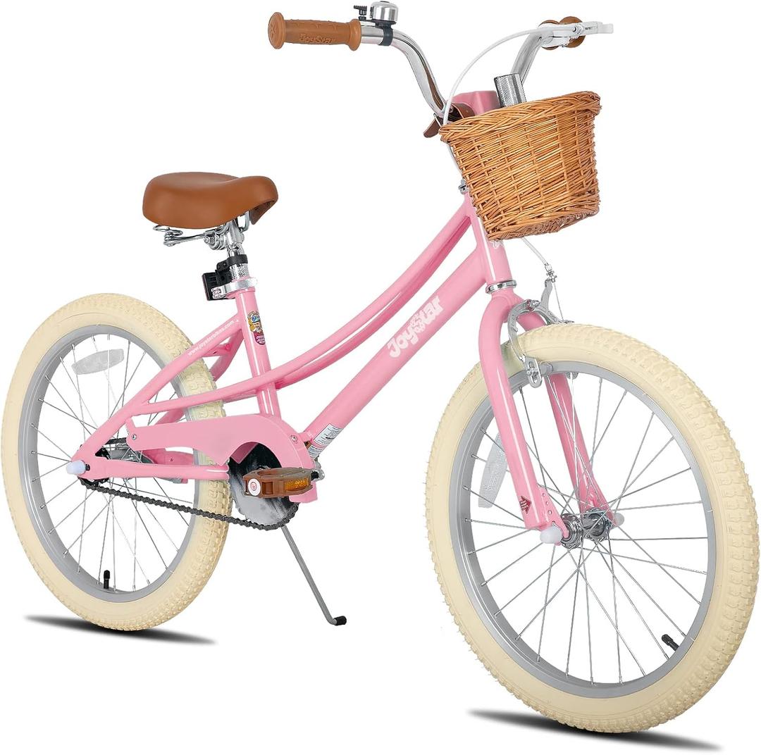 JOYSTAR 20 inch Kids Bike for 7-10 Years Girls, 20inch Girls Bike with Training Wheels, Basket & Kickstand, Kids' Bicycle Pink