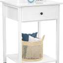 Ecoprsio Nightstand White End Table Side Table with Drawer and Storage Shelf Wood Night Stand Modern Bedside Table for Bedroom, Living Room, Sofa Couch, Hall, Easy Assembly, White