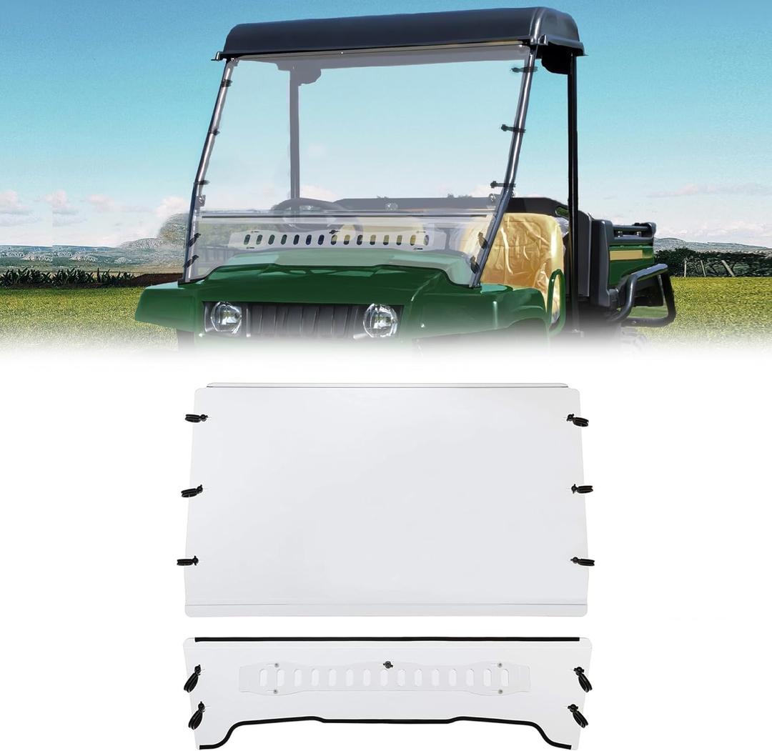 HECASA Front Vented Windshield Compatible with 2005-2020 John Deere Gator TS/TX/TE Scratch Resistant Full Clear Windscreen