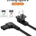 Power Cord for Samsung TV 2-Prong L-Shaped AC Power Cord UN40 UN43 UN48 UN49 UN50 UN55 UN60 UN70 UN75 UN65KS8000F Smart 4K, Compatible for LG, Sony, Sharp Panasonic, TCL TV Replacement (6FT)