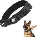 Tactical AirTag Dog Collar - Heavy Duty, Adjustable GPS Collar Compatible with Apple AirTag, with Holder & Control Handle for Medium/Large Dogs [ Black, M ] (M(15"-18.5"))
