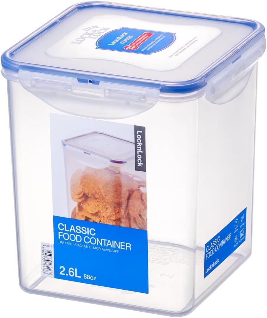 LOCK & LOCK Easy Essentials Pantry Food storage containers with lids / Pantry storage / Airtight containers, BPA free - Square - 11 cup - Great for Sugar, Clear (Square - 88 Ounce)