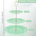 3 Pack 3 Tier Plastic Cupcake Stand, Dessert Cup Cake Holder Tower Reusable Tiered Serving Tray with Metal Rod Pastry Platter for Wedding, Birthday, Tea Party - White Green Pink