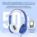 TuneFlux Upgraded Kids Headphones, Wired Toddler Headsets, 85dB Limited Volume On Ear Headphones, Portable Foldable Design, Stereo Sound Kids Headsets for School/Tablet/Travel-Sapphire Blue