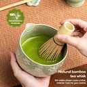 Matcha Whisk Set, Ceramic Matcha Set, 6 Pcs Matcha Kit Includes Matcha Bowl, Matcha Whisk with Holder, Bamboo Scoop, Scoop Rest, Sifter, Ceremonial Matcha Tea Set, Perfect Gifts, Green