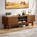 YOSHOOT Mid Century Modern TV Stand for 55 inch TV, Solid Wood, Antique, 52.36" X 15.75" X 16.93"
