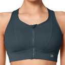 Yvette High Impact Zip Front Sports Bra Mesh Racerback Workout High Support Sports Bras for Women Large Breasts (Medium, Navy)