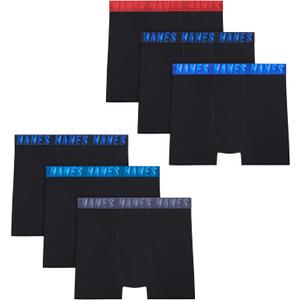 Hanes boys Moves Breathable Boxer Brief Underwear, Performance Stretch Boxer Briefs for Boys, Moisture-wicking, 6-pk (Small, Black)