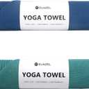 Eunzel 2 Pack Hot Yoga Towel with Grip Dot, Non Slip Yoga Mat Towe Sweat Absorbent Towel for Hot Yoga,Bikram, Pilates and Fitness 72" x 24", Dark Cyan/Steel Blue