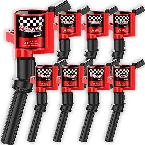 Bravex Super High Energy Ignition Coils for Ford F-150 F-250 F-350 4.6L 5.4L V8 DG508 DG457 DG472 DG491 Crown Victoria Expedition Mustang Lincoln Mercury Set of 8 (15% More Energy)