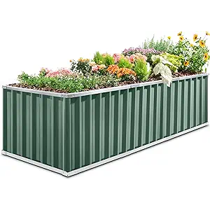 KING BIRD 101" x 36" x 24" Galvanized Raised Garden Bed 2 Installation Methods for DIY Outdoor Heightened Steel Metal Planter Kit Box for Deep-Rooted Vegetables, Flowers, Large Raised Bed Kit(Green)
