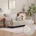 Quilted Beige Sofa Slipcovers with Pockets, Anti-Slip Medallion Couch Covers for 3 Cushion Sofa, Couch Cover for Dogs Cats Water-Repellent Machine Washable (Large Sofa 68", Beige Cream)