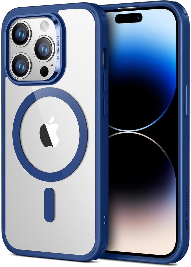 ESR for iPhone 14 Pro Max Case, Compatible with MagSafe, Shockproof Military-Grade Protection, Yellowing Resistant, Magnetic Classic Hybrid Case (HaloLock), Clear Blue
