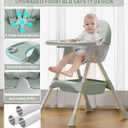 Baby High Chair, 5 in 1 High Chairs for Babies and Toddlers, Travel Foldable High Chair with Detachable PU Cushion, Double Removable Tray, Adjustable Height & Recline, Locking Wheels (Turquoise)