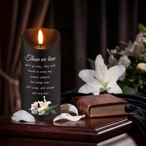 VIHOSE Sympathy Gifts for Loss of Loved One Memorial Candles LED Flameless Funeral Gifts Lily Candles Memorial Celebration Remembrance Bereavement Gift Battery Candle for Prayers(Black)