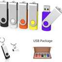 Aiibe 5 Pack 64GB USB Flash Drive 64 GB Flash Drives Thumb Drive Swivel USB Stick USB 2.0 Pen Drive (64G, 5 Mixed Colors: Black Red Yellow White Purple)
