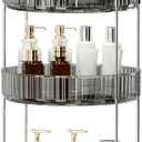 360 Rotating Makeup Organizer, Upgraded 3 Tier Skincare Perfume Organizers for Women, Bathroom Organizer Countertop, Clear Cosmetic Dresser Organizer with Makeup Brush Holder, Sink&Counter(Grey)