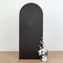 Tableclothsfactory 7ft Black Spandex Fit Round Top Backdrop Frame Stand Cover, 2-Sided Wedding Arch Cover