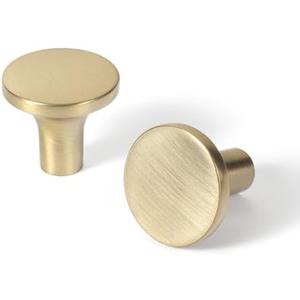 Goo-Ki 6 Pack Champagne Bronze Kitchen Cabinet Knobs  Minimalist Round Design for Cabinets and Dressers 1-1/8 Inches Diameter