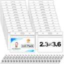 100 Pack Horizontal ID Badge Holder with Clip, Universal Waterproof PVC Transparent Name Tag Holder with Sealed Zipper(2.3  3.6 inch)