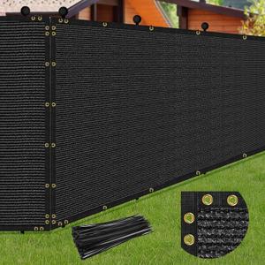 5 x 50FT Privacy Screen Fence Black Heavy Duty Mesh Fencing Shade Net Cover with Reinforced Bindings 100 Straps for Outdoor Chain Link Fence Patio Wall Garden Backyard, Black
