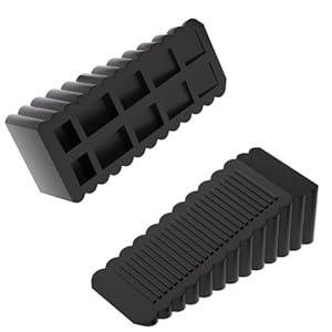 HOMOTEK 2 Pack Wedge Rubber Door Stops - Non-Slip Stoppers for Door Gaps 5-23mm, Wall & Floor Protector for Bottom of Door, Black