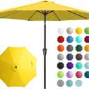 JEAREY 9FT Outdoor Patio Umbrella Outdoor Table Umbrella with Push Button Tilt and Crank, Market Umbrella 8 Sturdy Ribs UV Protection Waterproof for Garden, Deck, Backyard, Pool (Yellow)