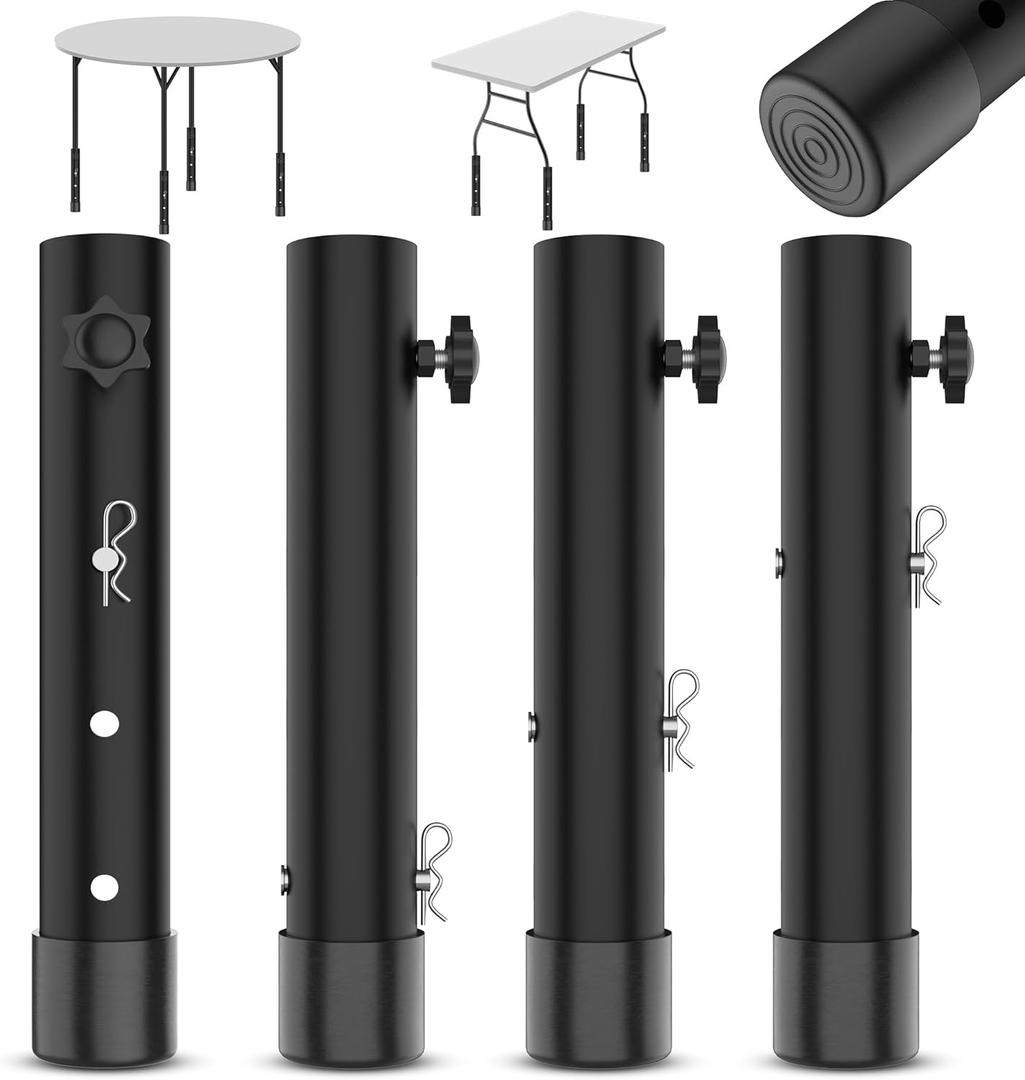 3-LEVEL Adjustable Table Leg Risers, Highly Durable Steel Folding Table Leg Extenders, Tables Legs Extensions Fits Straight & Bent Legs Tables Height Extender For Rise desk 2/4/6in Wobble-Proof