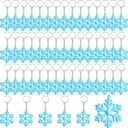 Taiyin 50 Pieces Snowflake Keychain Favors Silicone Snowflake Key Ring Decorative Holder Cute Keychain Accessories for Bags Purses Car Gifts Winter Party Favors (Blue)