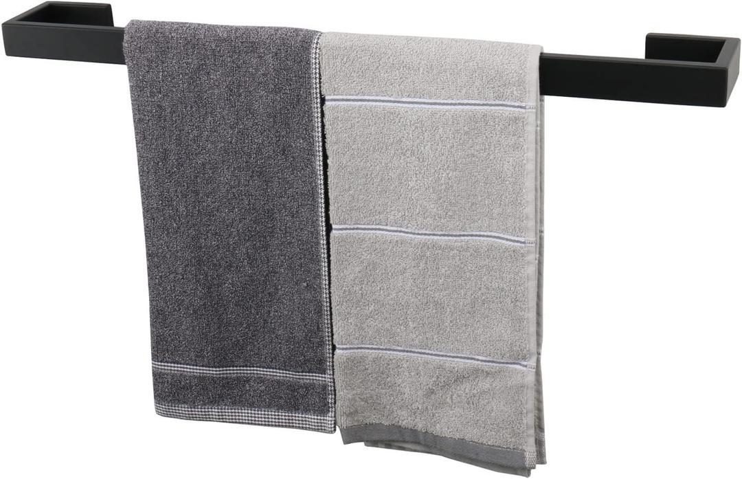 TocTen Bath Towel Rack - Square Base Thicken SUS304 Stainless Steel Towel Bar for Bathroom, Bathroom Bar Accessories Towel Rod Heavy Duty Wall Mounted Towel Holder (Matte Black, 24 Inch)