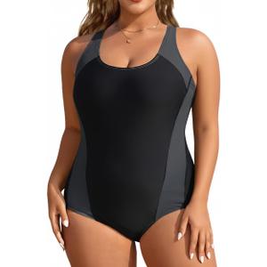 Aqua Eve Plus Size Swimsuits Athletic One Piece Bathing Suit for Women Tummy Control Slimming Swimwear (Grey) 
18 Plus