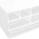 Gonice Desk Drawer Organizer, 3 Tier White Stackable Plastic Storage Organizer With 6 Drawers, Makeup Storage Box, Stationary Organizer for Office, Home, School