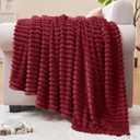 BEDELITE Fleece Throw Blanket for Couch  3D Ribbed Jacquard Soft and Warm Decorative Fuzzy Blanket  Cozy, Fluffy, Plush Lightweight Burgundy Throw Blankets for Bed, Sofa, 50x60 inches