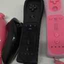 ZeroStory 2 Packs Wireless Controller and Nunchuck for Wii and Wii U Console, Gamepad with Silicone Case and Wrist Strap (Black and Pink)