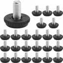 24 Pack 5/16-18 Adjustable Stainless Steel Feet Levelers Furniture Levelers with Threaded Inserts for Chairs Tables Cabinet Patio Furniture