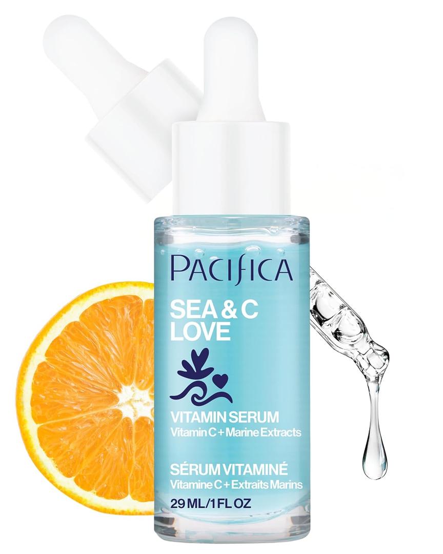 Pacifica Beauty Sea & C Love Vitamin C Serum for Face Brightening & Anti-Aging Formula with Hyaluronic Acid, Green Tea & Algae Blue Light Protection Fades Dark Spots & Fine Lines 1 Fl Oz
