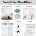 DEZ FURNISHINGS Cordless 2" Smooth Faux Wood Blind, 34" W x 60" H, Smooth White