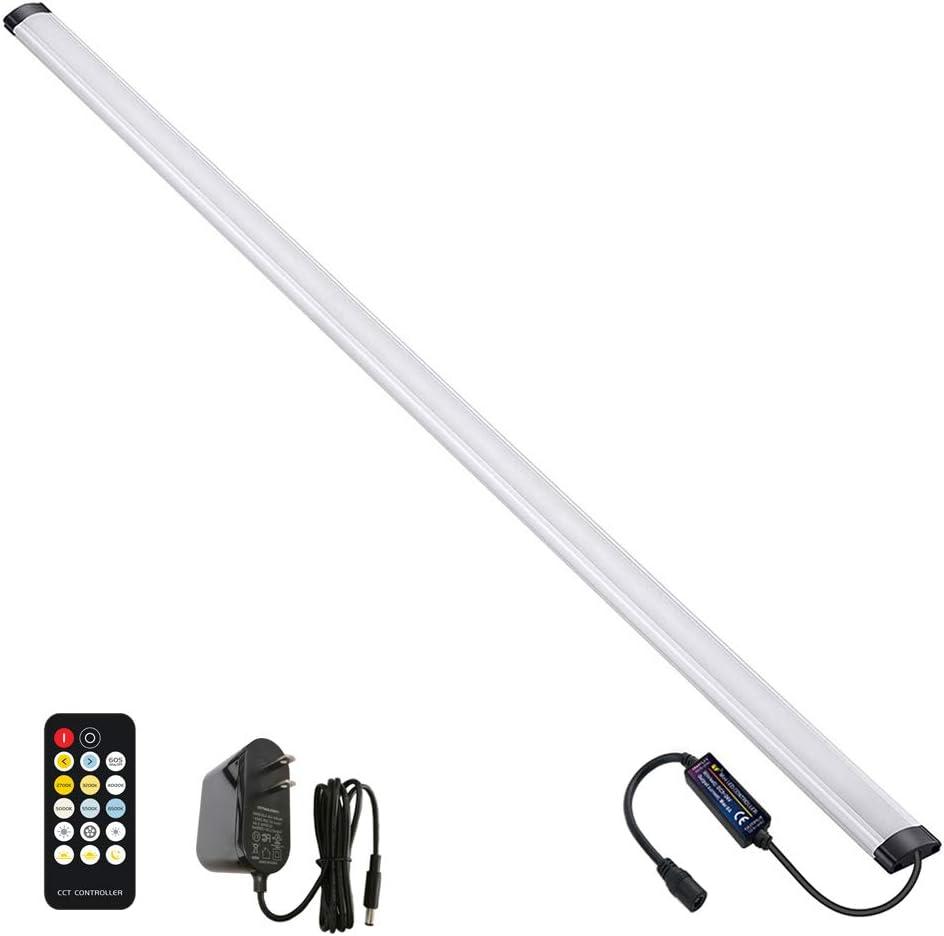 Dimmable Under Cabinet Lighting, Color Temperature Changing LED Light Bar, Daylight to Warm White Lights, Remote Control Lamp for Desk, Counter, Closet, Room, Shelf (36 Inch)