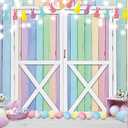XCKALI Spring Easter Backdrop Colorful Wood Pastel Easter Eggs Flowers Photography Background Party Decoration (8x6ft)